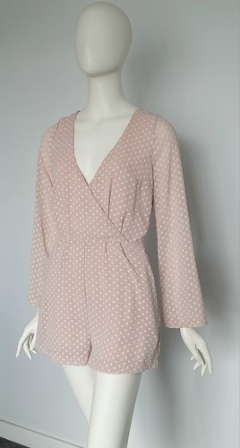 Kookai Size 36 Aus 8 Frappe Beige & White Polka Dot Long Sleeve Playsuit - Bild 2 von 8