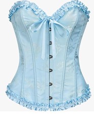 SZIVYSHI Women's Light Blue Corset Top Size Small Lace Waist Pushup Shapewear