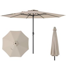 12 FT Patio Umbrella, Outdoor Market Umbrella with Crank Handle, 8 Sturdy Ribs