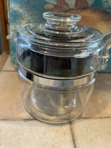 Vintage PYREX Flameware Percolator Glass Coffee Pot 4-6 Cup
