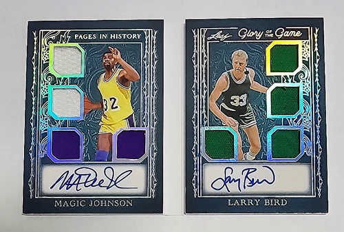 LARRY BIRD MAGIC JOHNSON 2025 Leaf Glory Of The Game Used Patch Auto Book #d/15