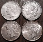 Four Silver Dollars, Morgan And Peace Lot 10H