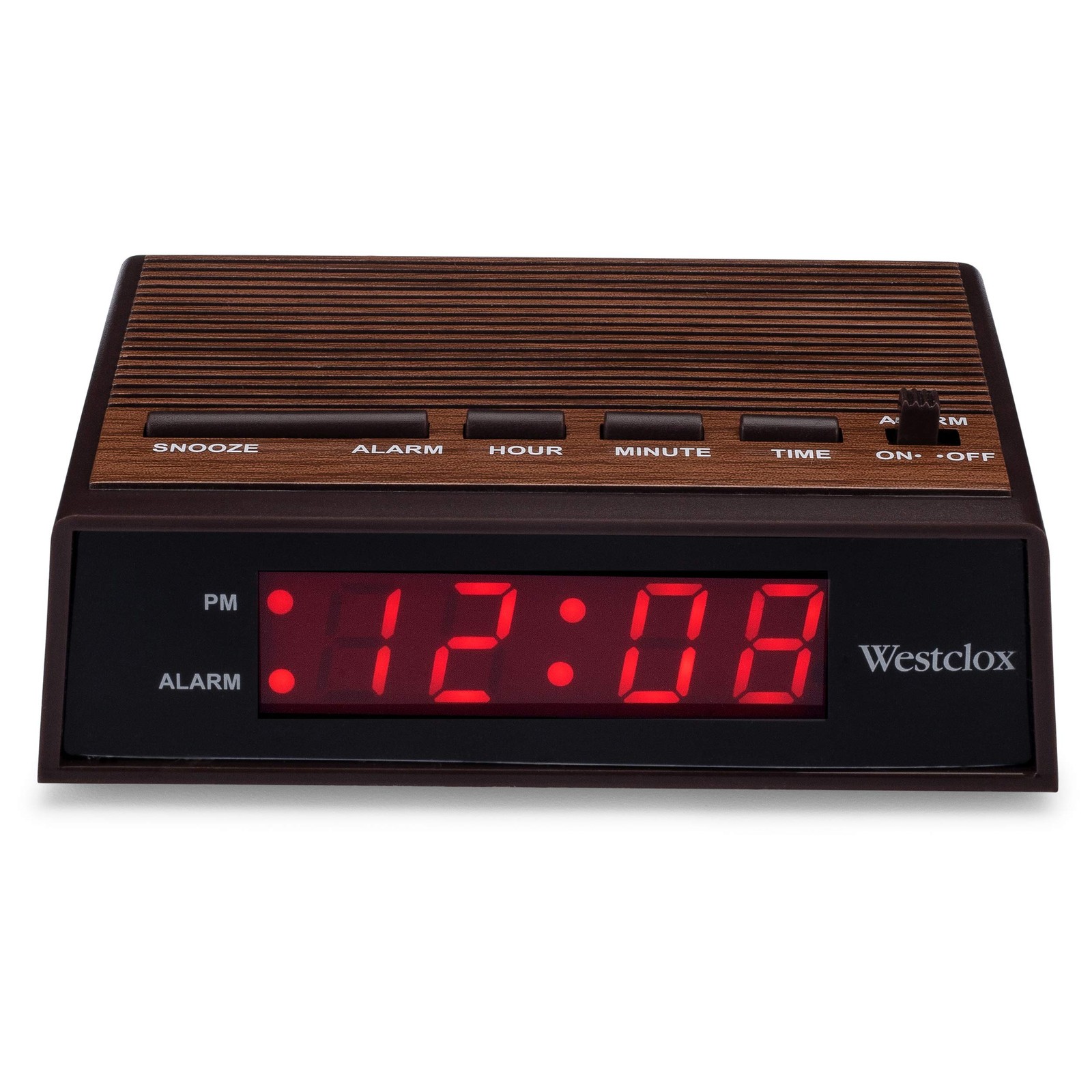 Westclox 22690 Retro Wood Grain LED Alarm Clock, 0.6 Inch 3