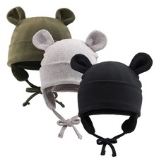 JANGANNSA Winter Baby Newborn Hat Cotton 0-6 Months, Black gray army Green