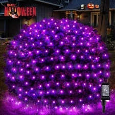 BlcTec Halloween Net Lights, 200 LED 8.2ft x 4.9ft Purple Halloween Lights wi...