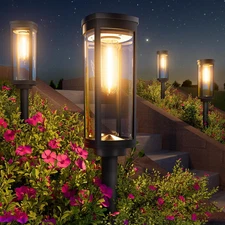 Solar Pathway Lights Outdoor, 4 Pack Bright Solar Powered Garden Lights Waterpro