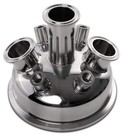 BVV 6" Tri-Clamp x (3) 1.5" TriClamp x (4) 1/4" FNPT Hemispherical Lid
