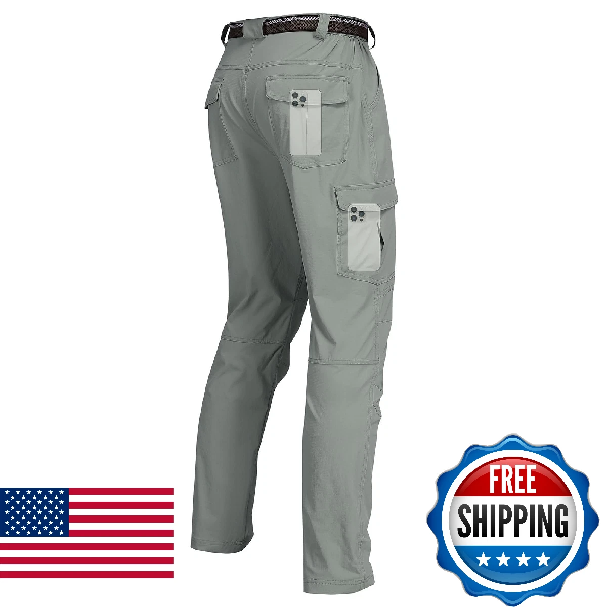 Men's Cargo Hiking Pants Water Resistant Lightweight Quick-Dry Work Pants for Ou
