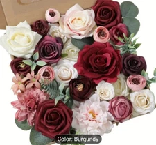 Artificial Flowers, Burgundy For Wedding Bridal Bouqu...#Bu2