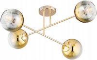Deckenlampe 4-Flammig Glas Gold E27 L:70 Cm Esstisch Deckenleuchte Wohnzimmer