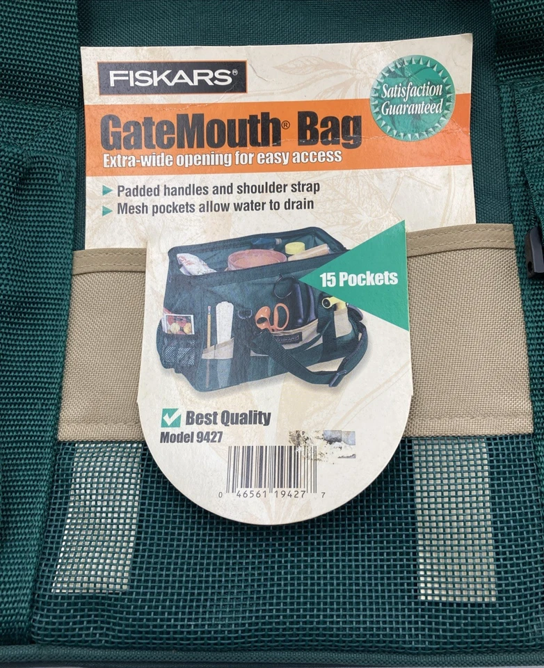 Fiskars GateMouth Wide Opening Zip Tool/Garden Bag #9427 Green 15 Pockets New - Image 2 of 4