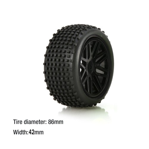 4Pack Rubber Wheel Tires With Hub for Wltoys 1/10 1/12 1/14 104001 124019 RC Car - Picture 8 of 9