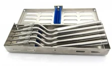 Set of 5 Sinus Lift Osteotome Kit Offset Concave Tips Dental Implant W/ Cassette