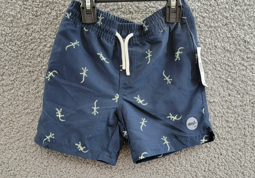 Miles The Label Gecko Swim Shorts Little Boys 5 Navy/White Elastic Waist Pull On - Picture 2 of 18