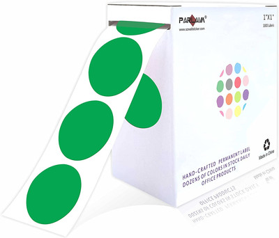 1'' Green round Color Coding Circle Dot Labels on a Roll, 1000 Stickers,