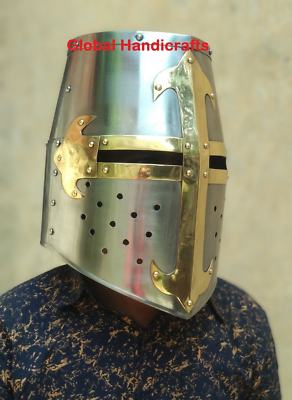 Casque De Chevalier Croisé Luxe Enfant – 25 Cm, Argent Et Or, Déguisement LP Divertissements