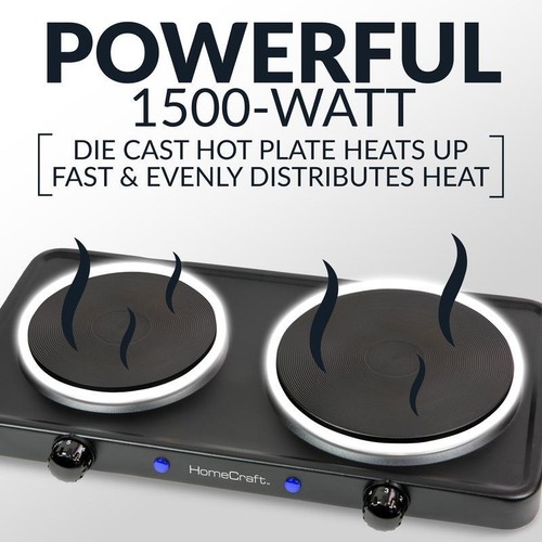 Double Burner Hot Plate Cooking Adjustable Temperature Control Five Settings - Picture 4 of 8