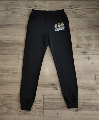Moschino Teen 14 years Unisex Teddy Logo Black Pants Joggers Sweatpants 164 cm