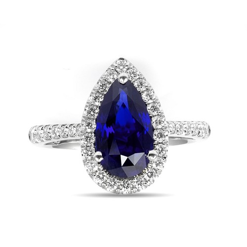 Certified Blue Sapphire 2.38 carats in Platinum Ring with 0.38 carats Diamonds