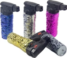 5 Pack 4.3" Jet Torch Gun Lighter Refillable Lockable Adjustable Engraved Skull2