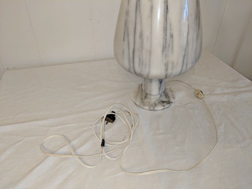 sGorgeous Vintage Carved Turned One Piece Marble Table Lamp Uplighter - Foto 12 di 12