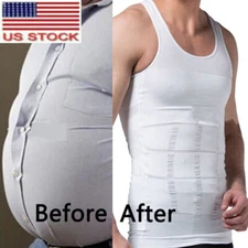Men Body Slimming Tummy Shaper Underwear Shapewear Shirt Waist Girdle Shirt Vest