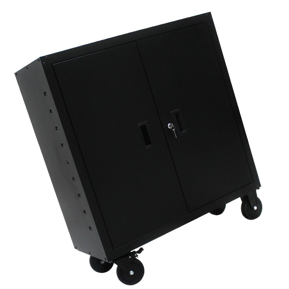 Metal 4 Wheel Adjustable Shelves Locking Metal Storage