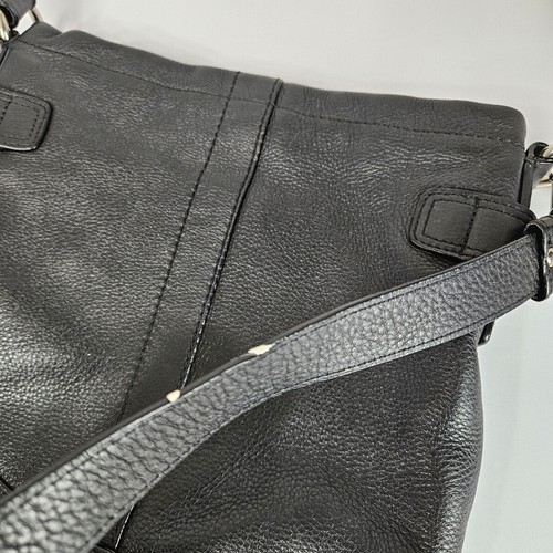 Coach Pebble Leather Crossbody Bag Purse F19722 Chain Duffle Black Shoulder - Picture 14 of 15