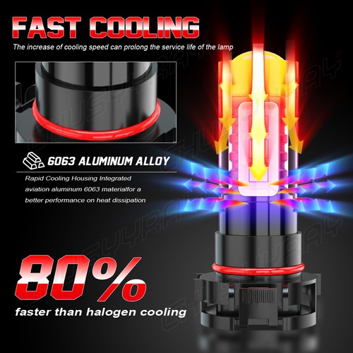 For Dodge Challenger 2011-2014 6000K White LED Lights Fog Light Bulbs 5202 2504 - Picture 10 of 12
