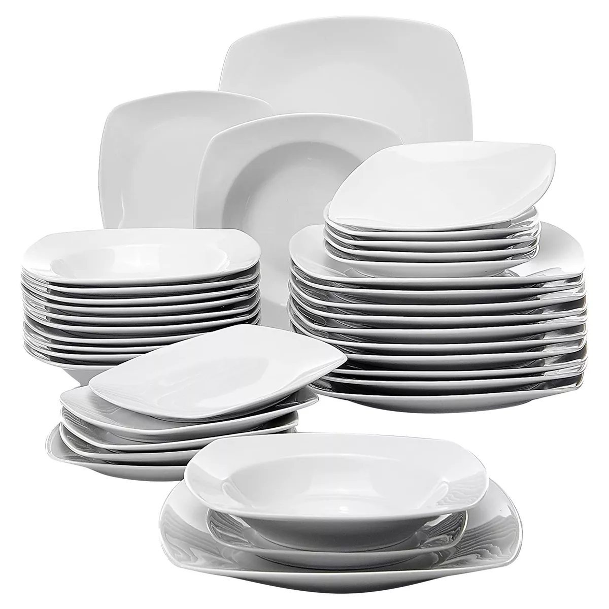 MALACASA Julia 36pcs Porcelain Dinnerware Set Tableware Plate Set Service  for 12