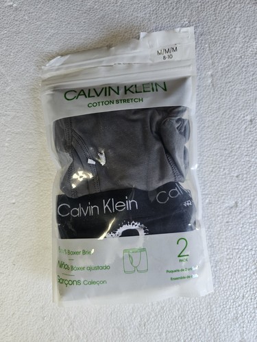 Calvin Klein boys boxer briefs M (8/10) Big Kids 2 Piece Black Slate Gray NEW - Picture 6 of 7