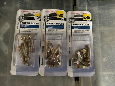 3-pack (12 bolts) Arnold MTD OEM Shear Pin Bolts 710-0890 Nuts Snow Throwers