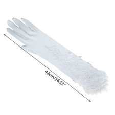 Hochzeit Braut Lange Handschuhe Stickerei Pailletten Blumen Voll Finger Satin