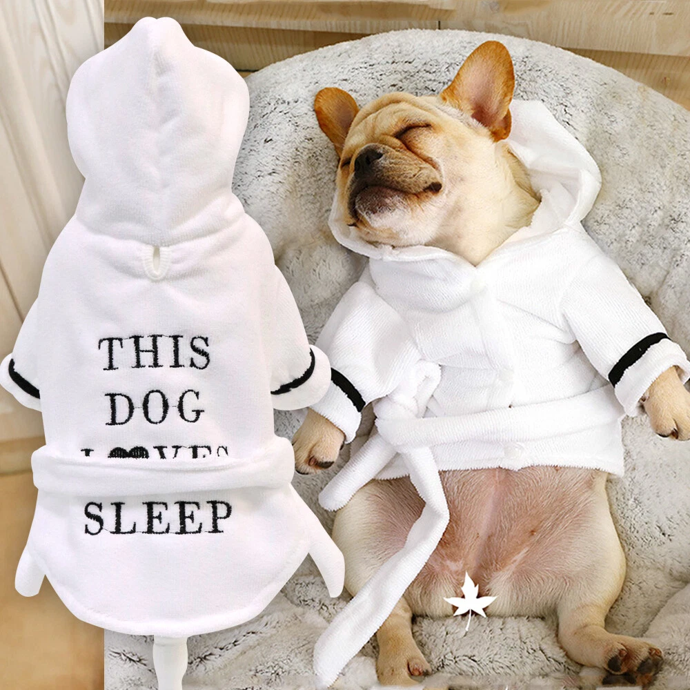 Fleece Pet Cat Dog Night Robe Dog Pajamas Dog Bathrobe Dressing Absorbing  Gown