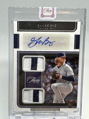 2022 PANINI THREE AND TWO BASEBALL SHANE BAZ ROOKIE ENCASED AUTO DUAL RELIC /25