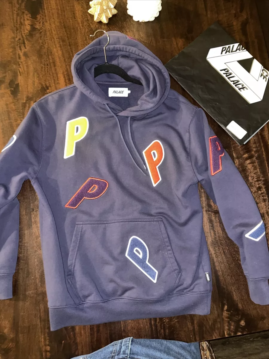 PALACE SKATEBOARDS Multiple P Hoodie, Blue color with P colored Small