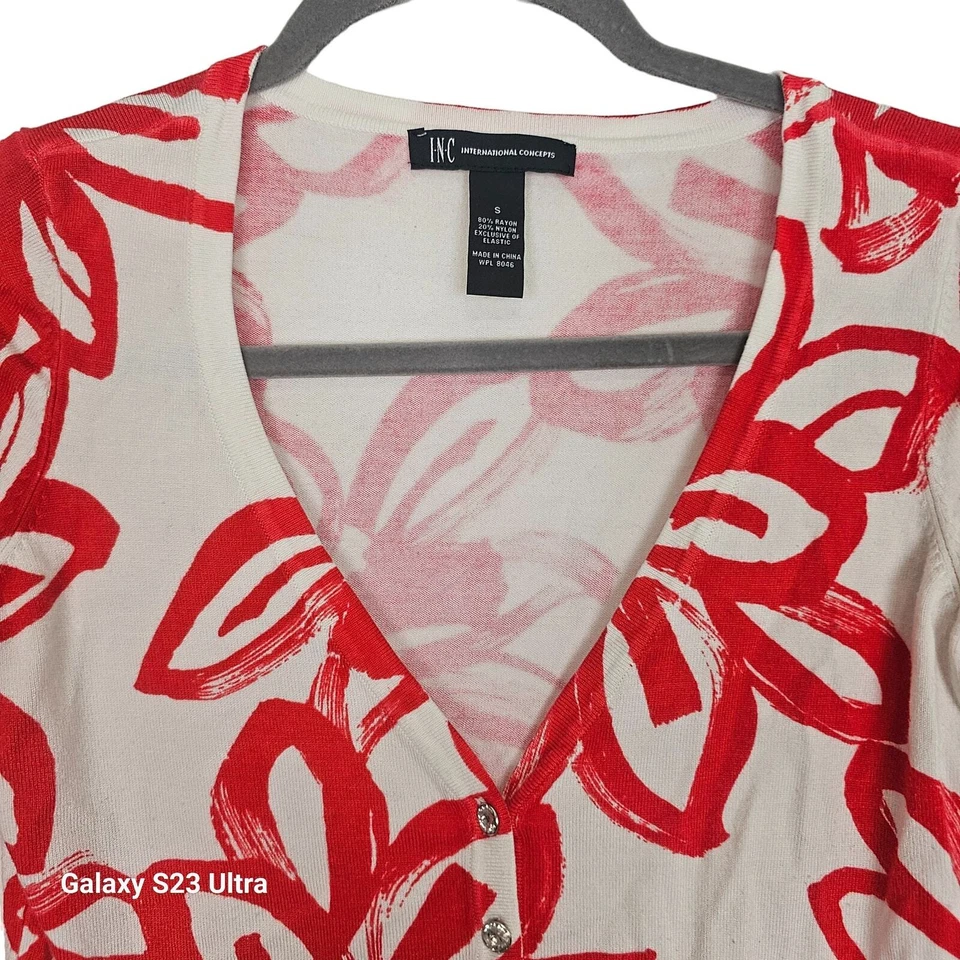 Cárdigan INC International Concepts Cárdigan Floral Tejido Cárdigan Mujer S Blanco  Foto 2 de 4