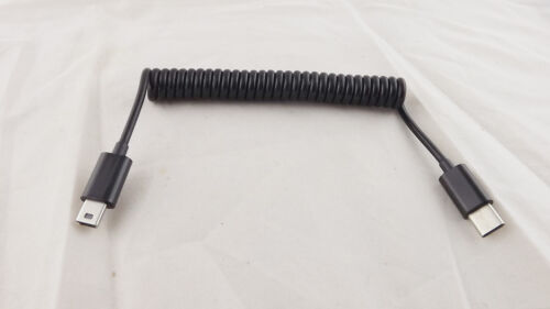 USB 3.1 C Type Male To Mini 5 Pin Male Spiral Coiled Data Sync Charger Cable 1m - Picture 2 of 5