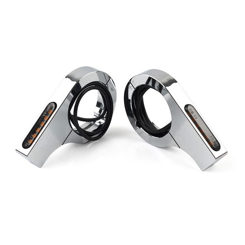 Chrom Motorrad Gabel Blinker LED-Anzeige Gelb für Harley Touring Dyna - Picture 9 of 10