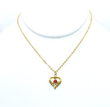 Gold Tone Chain July Birthstone Heart Pendant 14 in. Fashion Necklace .. Se180