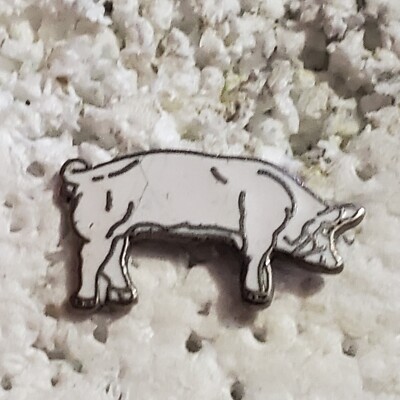 Vintage White Pig Hog Logo Enamel Lapel Hat Pin Logo Farmer Farming Farm Bacon