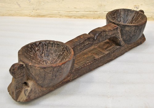 Antique Wooden Kitchenware Salt Spice Bowl Original Old Hand Carved - 第 4/8 張圖片