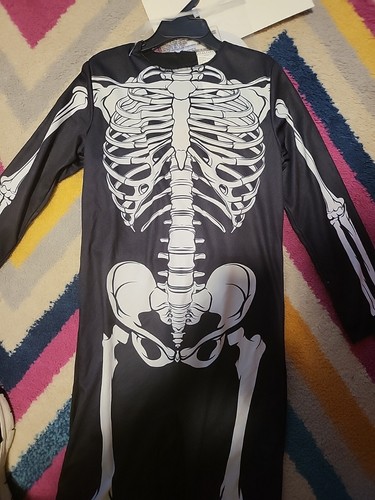 NWT Child Sz S(4-6) Adaptive Skeleton Halloween Costume Seasons Jumpsuit Mask++ - Picture 4 of 7