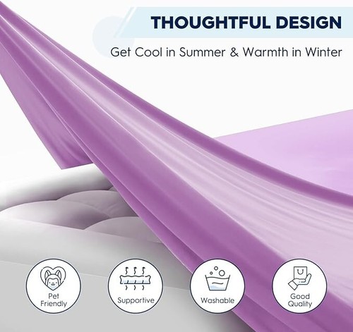 ELEMUSE King Mattress Pad Quilted Bed Mattress Topper, Purple Cooling Sheet - Picture 5 of 6