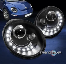 For 2006-2010 Volkswagen Beetle LED DRL Projector Headlight Headlamp Black LH+RH