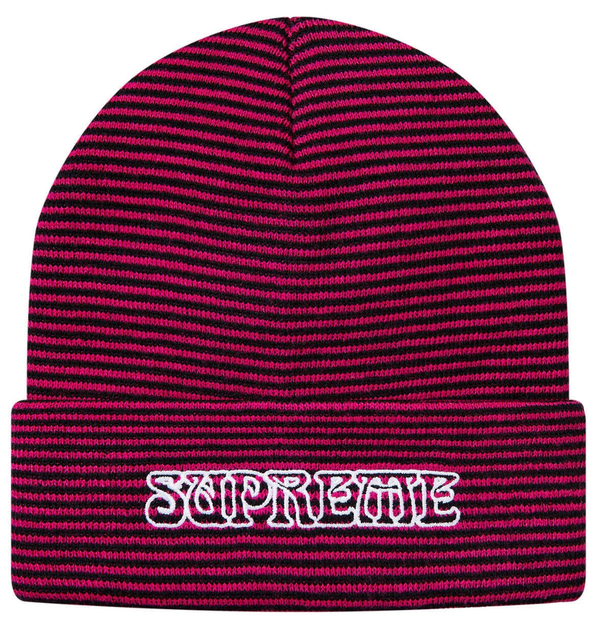 Supreme Small Stripe Beanie One Size Burgandy/Black Color (New)