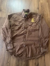 Wyoming Traders North Dakota Cowboy Hall Of Fame Button Up Shirt Brown Medium