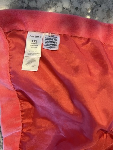 Carters Salmon Pink Fox Matte Satin Security Blanket Plush Baby Toy Lovey - Picture 4 of 4