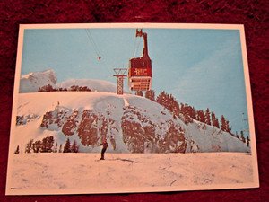 Jackson Hole  Aerial Tram Snow Skiing Postcard ~ Wyoming