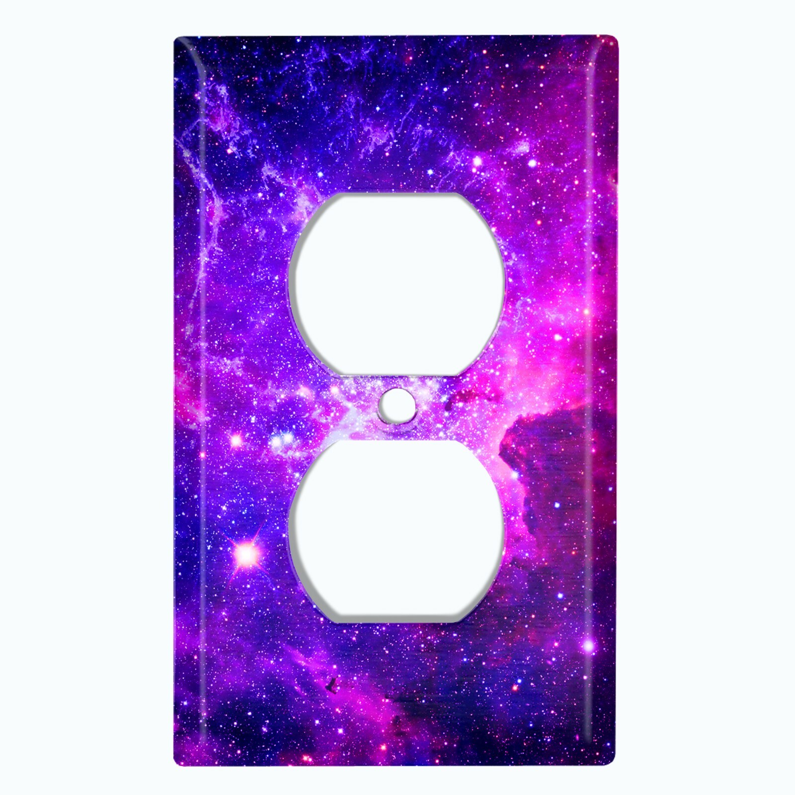 Metal Light Switch Cover Wall Plate Purple Universe Stars